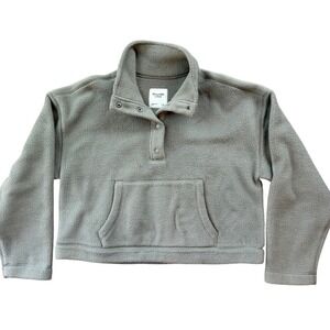Abercrombie & Fitch Women's Green Sherpa Cropped Pullover Fleece Size Large Warm